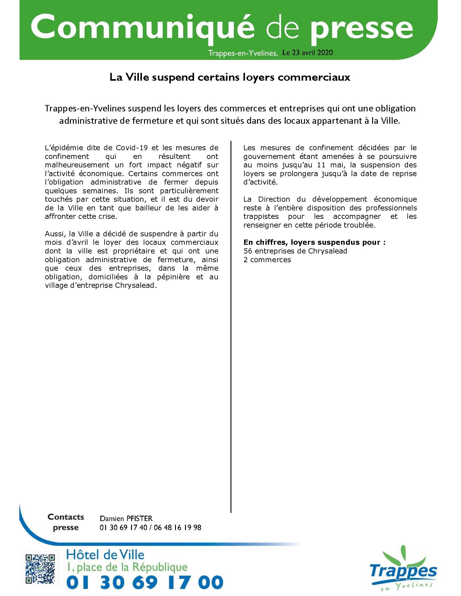 la ville suspend certains loyers commerciaux