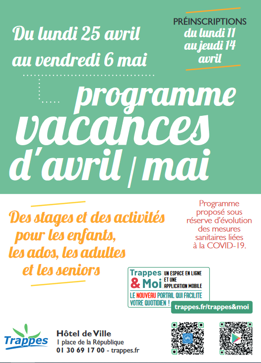 programme vacances avril 2022