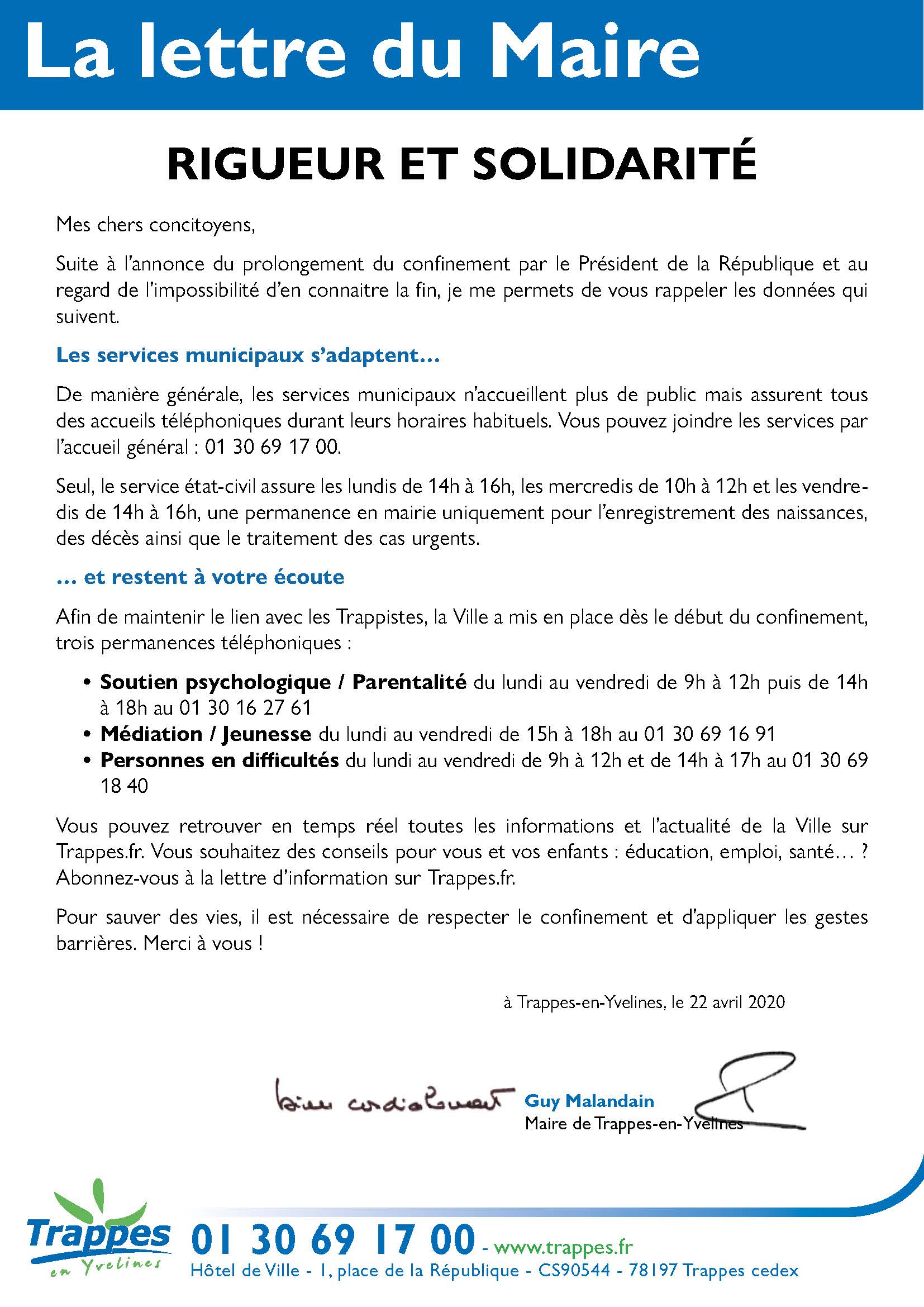 lettre du maire avril 2020