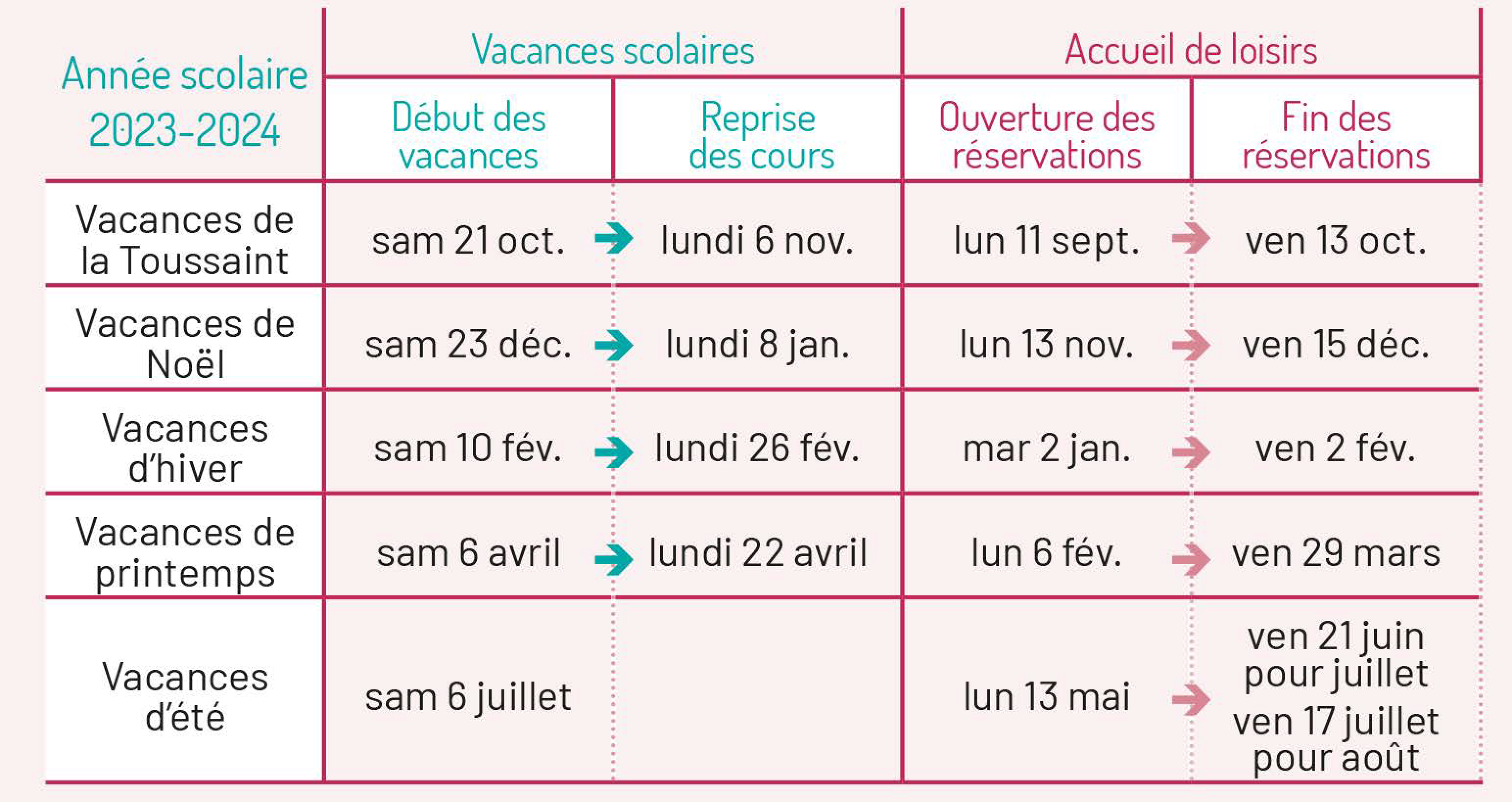 calendrier vacances scolaires 2023-2024