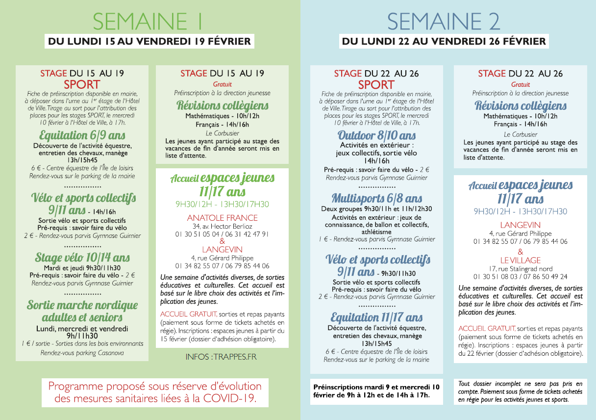 programme vacances février 2021