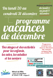 programme vacances dec 2021